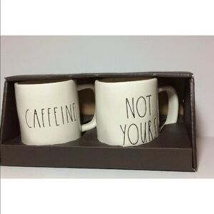 NWOT Rae Dunn CAFFEINE NOT YOURS SET of 2 MUGS